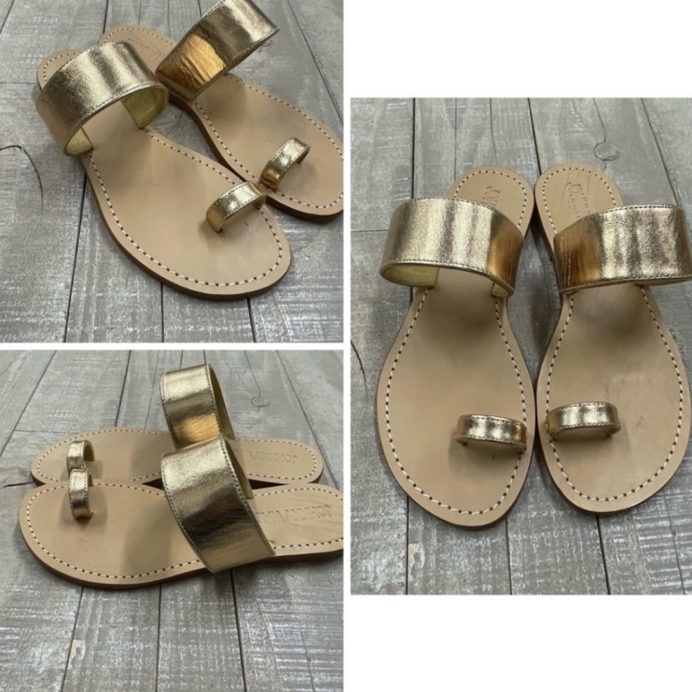 ❌️SOLD❌️Johnny Was Gold Leather Goddess Queen Sandals Shoes Sz 9 - Picture 8 of 9